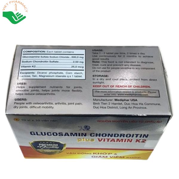 Viên uống Glucosamin Chondroitin Plus K2