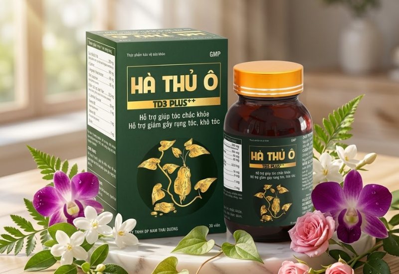 Viên kích thích mọc tóc Hà thủ ô đỏ TD3 PLUS ++ Nam Thái Dương (Hộp 30 viên)