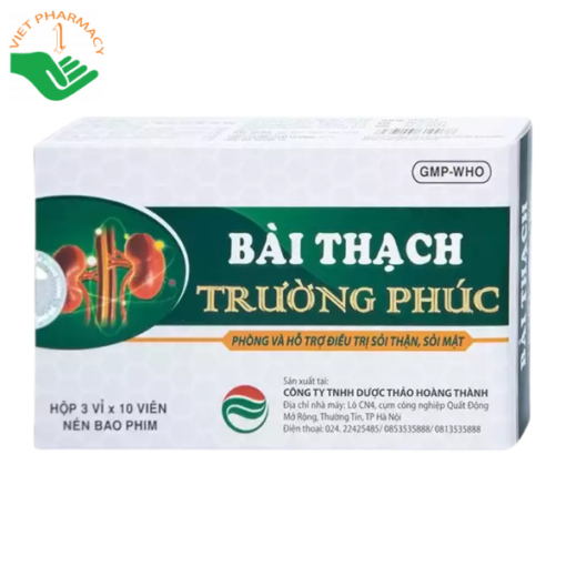 Hỗ trợ điều trị sỏi thận, sỏi mật Bài Thạch Trường Phúc (hộp 3 vỉ x 10 viên)