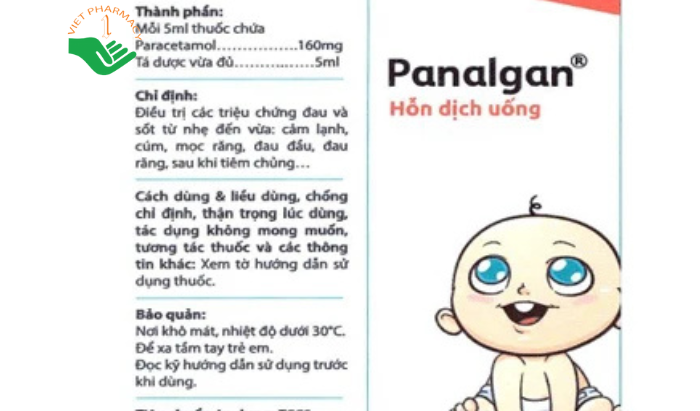 Hỗn dịch uống Panalgan 160mg/5ml (Hộp 30 gói x 5ml)