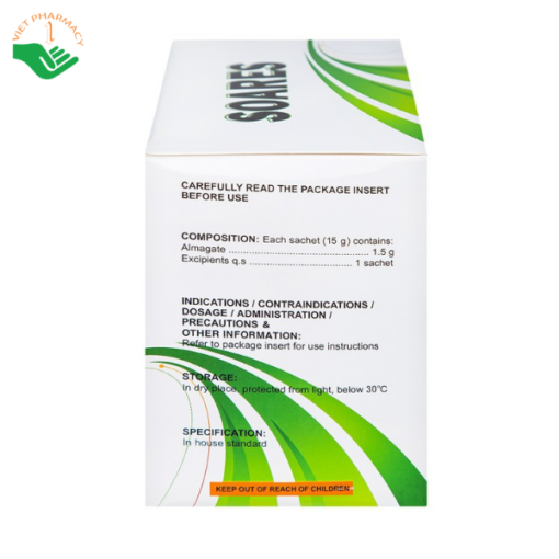 Hỗn dịch uống Soares Davipharm điều trị loét dạ dày tá tràng, viêm dạ dày (30 gói x 15g)
