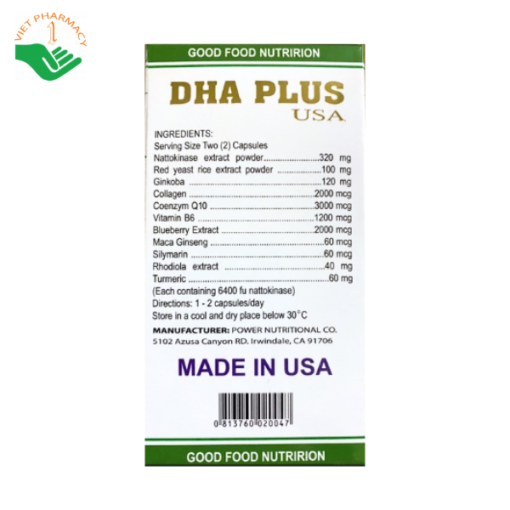 Viên uống hoạt huyết dưỡng não DHA Plus USA