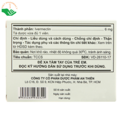 Thuốc Ivermectin 6 A.T trị giun, ấu trùng (1 vỉ x 4 viên)