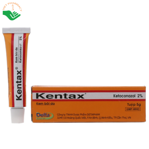 Kem bôi da Kentax 2% Detapharm điều trị lác, lang ben, lác biếng, nấm kẽ (Tuýp 5g)