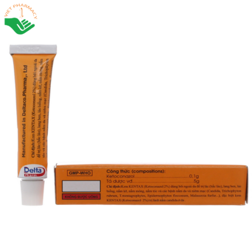 Kem bôi da Kentax 2% Detapharm điều trị lác, lang ben, lác biếng, nấm kẽ (Tuýp 5g)