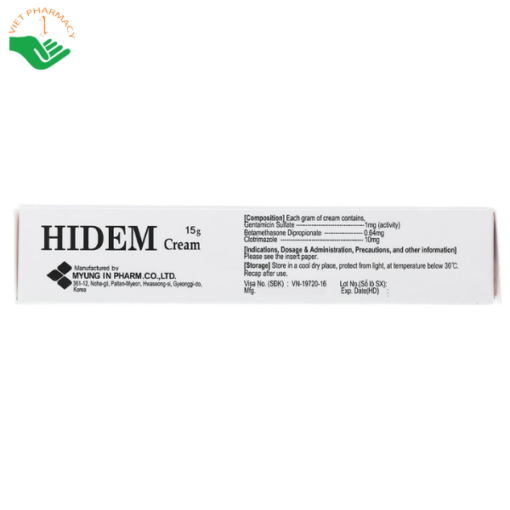 Kem bôi Hidem Cream trị viêm da dị ứng, hăm da, nấm da (Tuýp 15g)