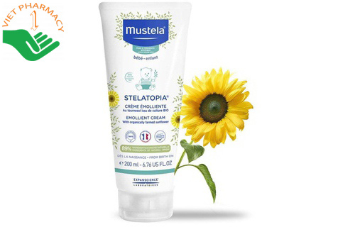 Kem dưỡng da chàm, thể tạng Mustela Stelatopia Emollient Cream cho bé.