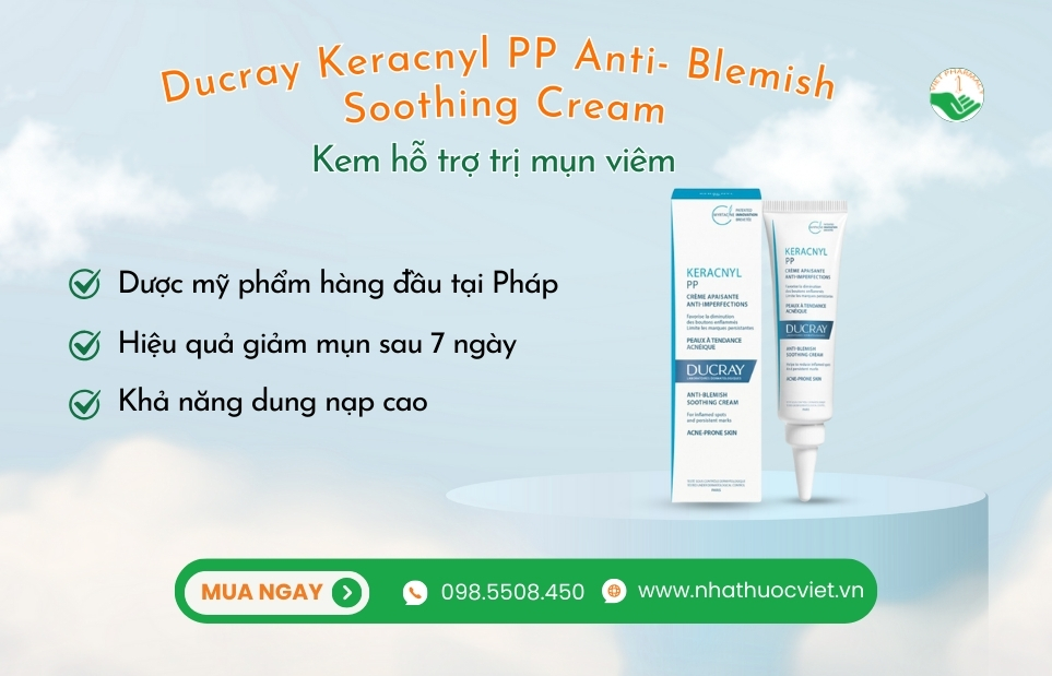Kem giảm mụn Ducray Keracnyl PP Anti- Blemish Soothing Cream