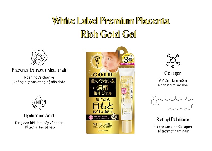 Kem trị thâm mắt White Label Premium Placenta Rich Gold Gel