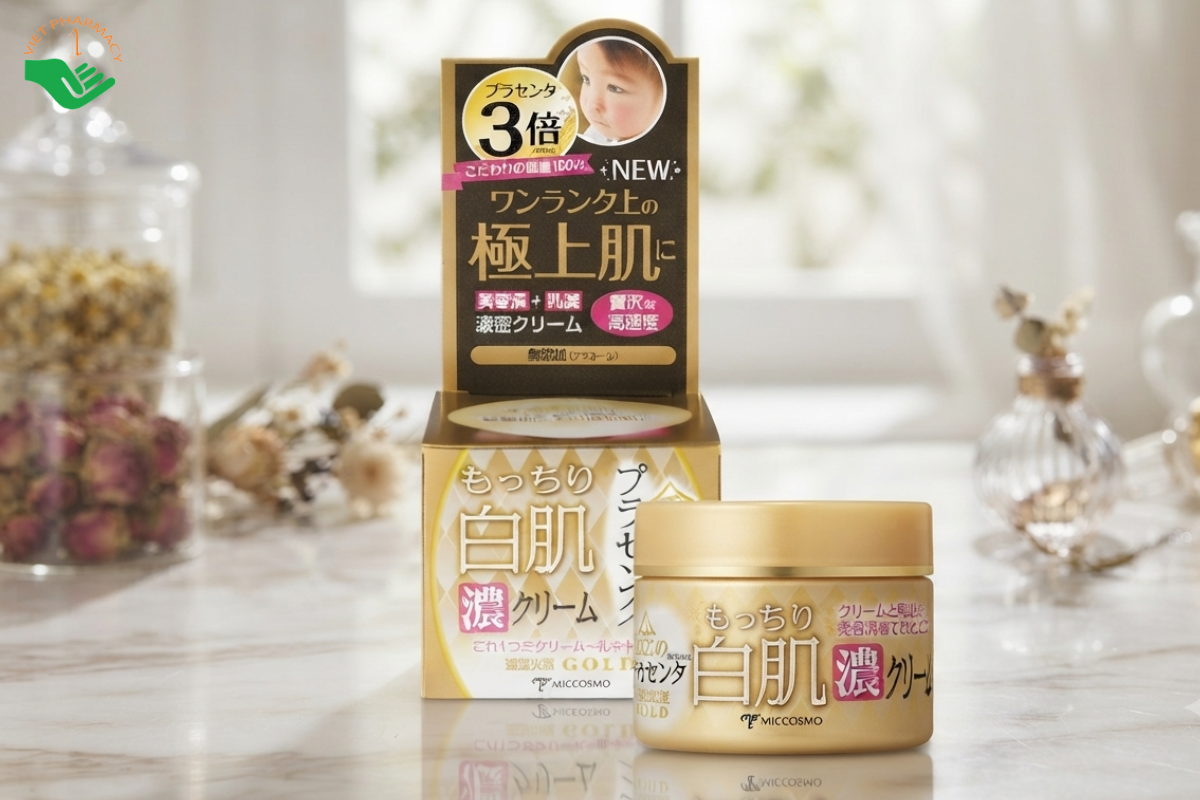 Kem Miccosmo White Label® Placenta Rich Gold Cream dưỡng trắng sáng da, cấp ẩm, chậm lão hóa (Hũ 60g)