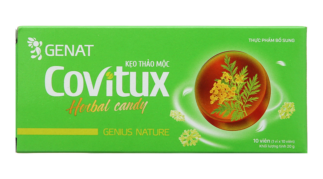 Kẹo thảo mộc Covitux giúp giảm đau rát họng