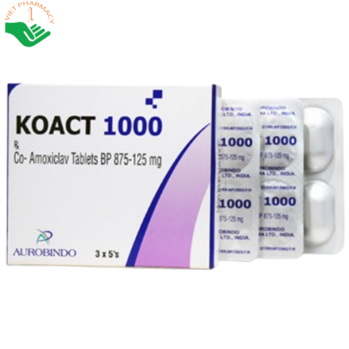 Thuốc Koact 1000 điều trị bệnh nhiễm khuẩn (3 vỉ x5 viên)