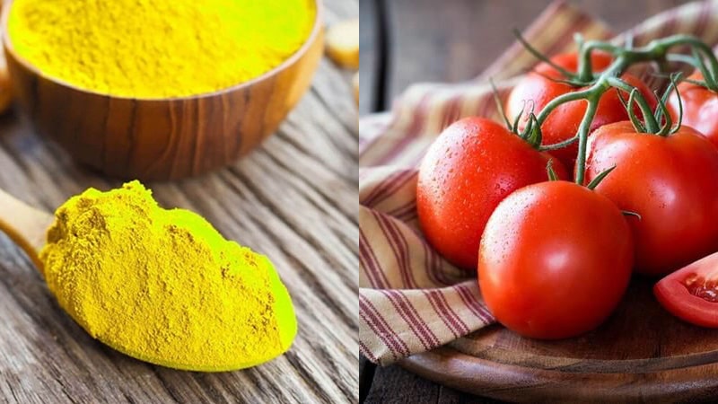 Làm trắng da bằng cà chua và tinh bột nghệ