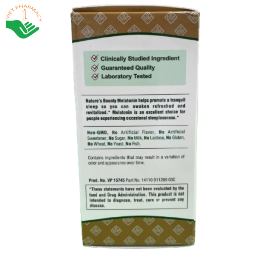 Viên điều hòa giấc ngủ Nature’s Bounty Melatonin 5mg hộp 60 viên