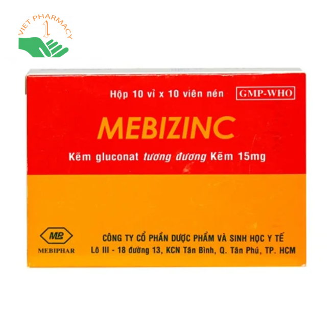 mebizinc-kem-1-1 Viên nén Mebizinc 15mg trị viêm do mụn trứng cá nhẹ và vừa, viêm da đầu chi ruột