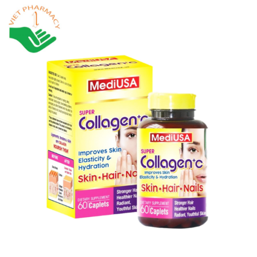 Viên uống đẹp da MediUSA Super Collagen + C 60 viên