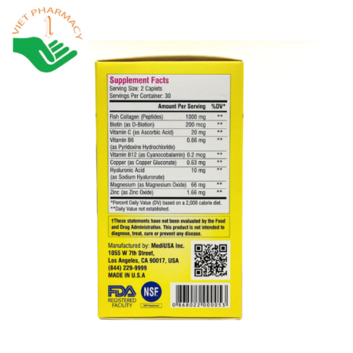 Viên uống đẹp da MediUSA Super Collagen + C 60 viên