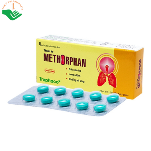 Thuốc Methorphan hỗ trợ điều trị ho khan, ho có đờm (2 vỉ x 10 viên)