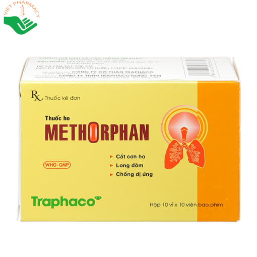 Thuốc Methorphan hỗ trợ điều trị ho khan, ho có đờm (2 vỉ x 10 viên)
