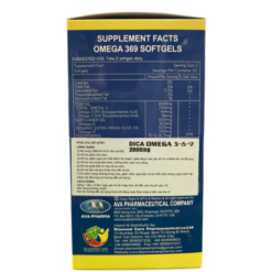 Viên uống hỗ trợ bổ sung giảm mỡ máu Dica Omega 3, 6, 9 2000mg (Hộp 100 viên)