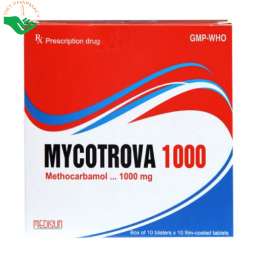 Thuốc Mycotrova 1000 điều trị co thắt đau nhức cơ (10 vỉ x 10 viên)