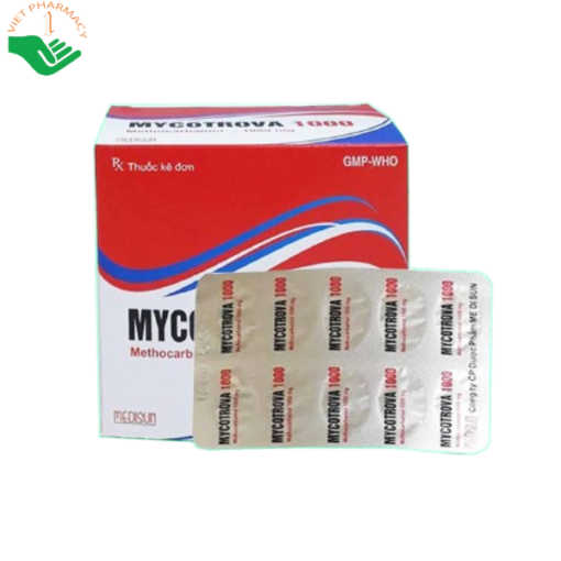 Thuốc Mycotrova 1000 điều trị co thắt đau nhức cơ (10 vỉ x 10 viên)
