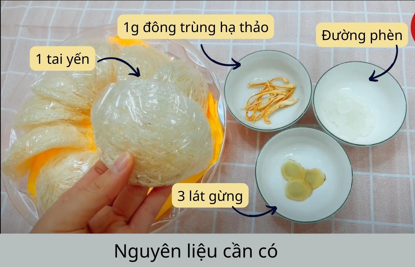 Nguyên liệu làm yến chưng đông trùng hạ thảo