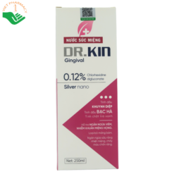 Nước súc miệng Dr.Kin Gingival 250ml hỗ trợ ngăn viêm, nhiễm khuẩn miệng họng, giảm sâu răng