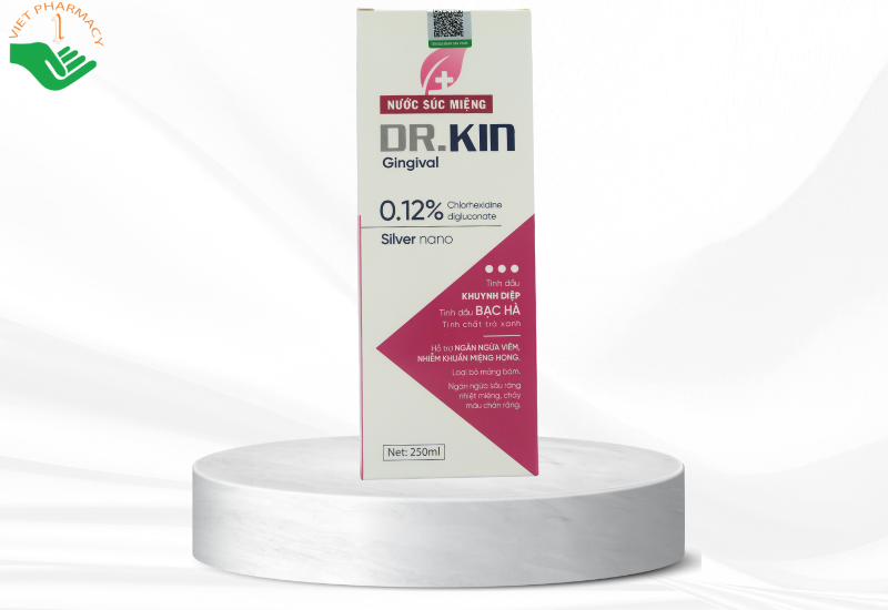 Nước súc miệng Dr.Kin Gingival 250ml hỗ trợ ngăn viêm, nhiễm khuẩn miệng họng, giảm sâu răng
