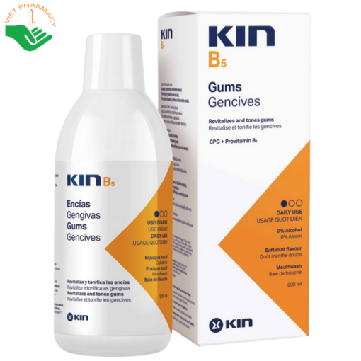 Dung dịch súc miệng Kin B5 500ml ngăn ngừa mảng bám, giúp nướu khỏe mạnh, phòng tránh sâu răng
