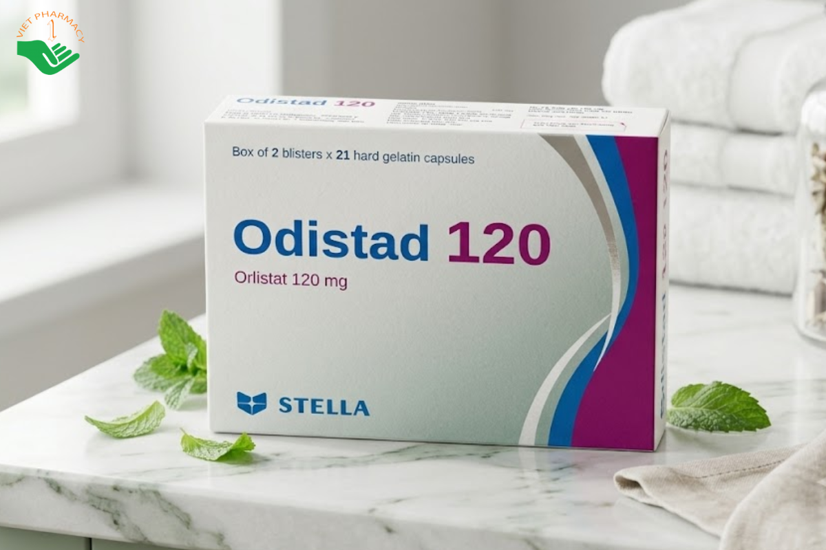 Thuốc Odistad 120mg điều trị béo phì, phòng ngừa tăng cân (Hộp 2 vỉ x 21 viên)
