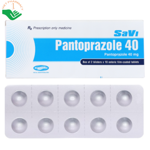 Thuốc Pantoprazole 40 mg điều trị trào ngược dạ dày, thực quản (2 vỉ x 10 viên)