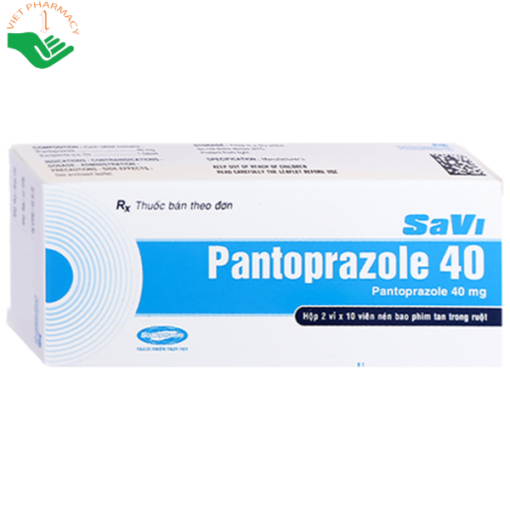 Thuốc Pantoprazole 40 mg điều trị trào ngược dạ dày, thực quản (2 vỉ x 10 viên)