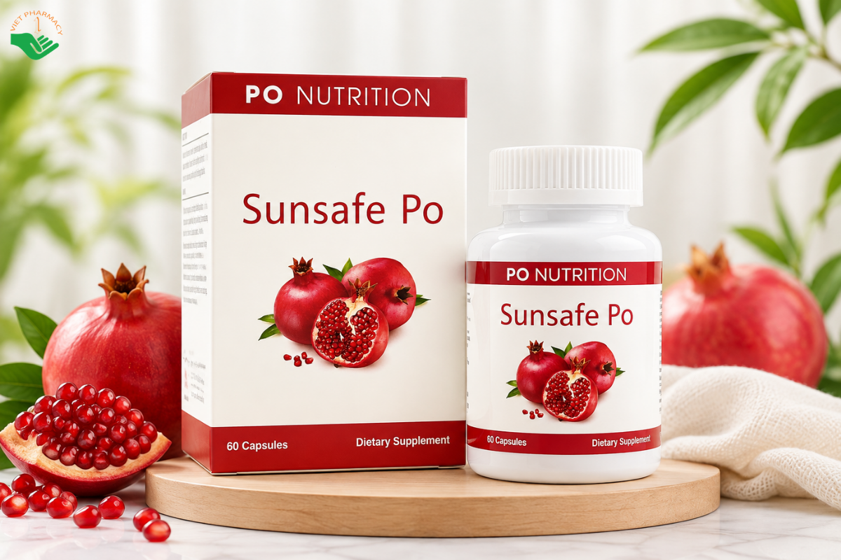 Po Nutrition Sunsafe Po hỗ trợ làm đẹp da và giúp chống lại tác hại tia UV