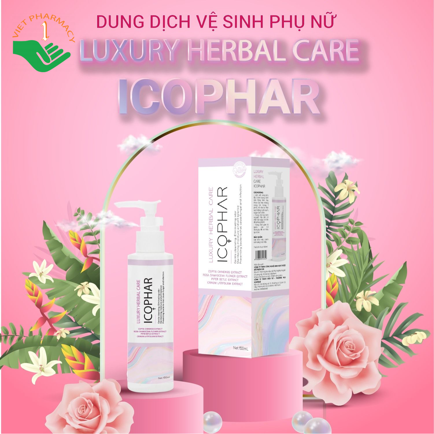 Dung dịch vệ sinh vùng kín LUXURY HERBAL CARE  ICOPHAR 150ml