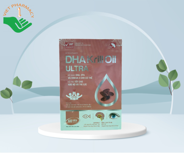 Viên uống bổ sung DHA, EPA, Omega-3, hỗ trợ não bộ và thị lực DHA Krill Oil Ultra
