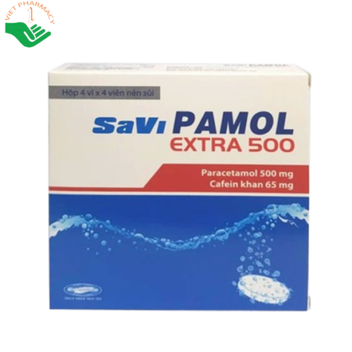Thuốc SaViPamol Extra 500 giảm đau, hạ sốt (4 vỉ x 4 viên)