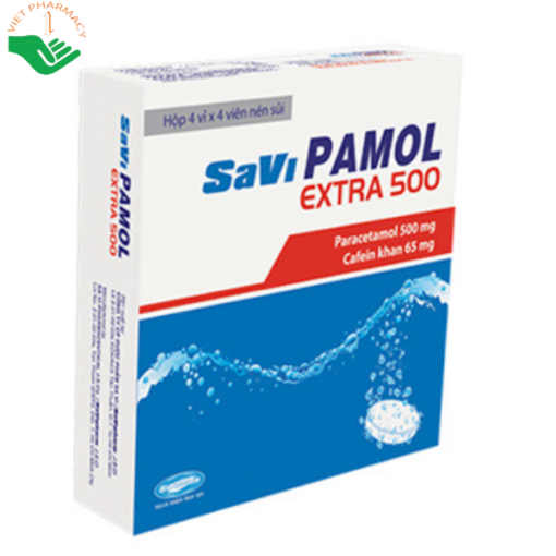 Thuốc SaViPamol Extra 500 giảm đau, hạ sốt (4 vỉ x 4 viên)
