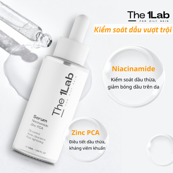 The 1Lab giúp kiểm soát dầu vượt trội với bộ đôi Niacinamide và Zinc PCA