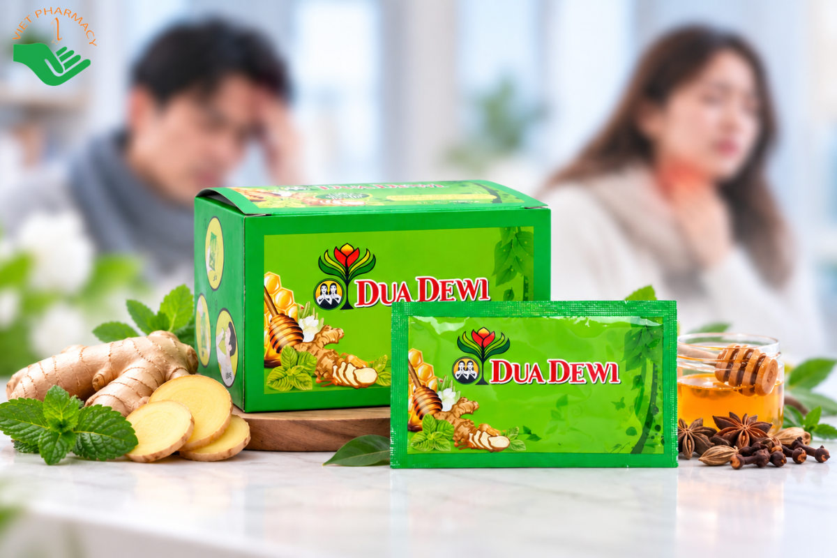 Siro Dua Dewi giảm cảm cúm, đau đầu, đau họng (12 gói x 15ml)