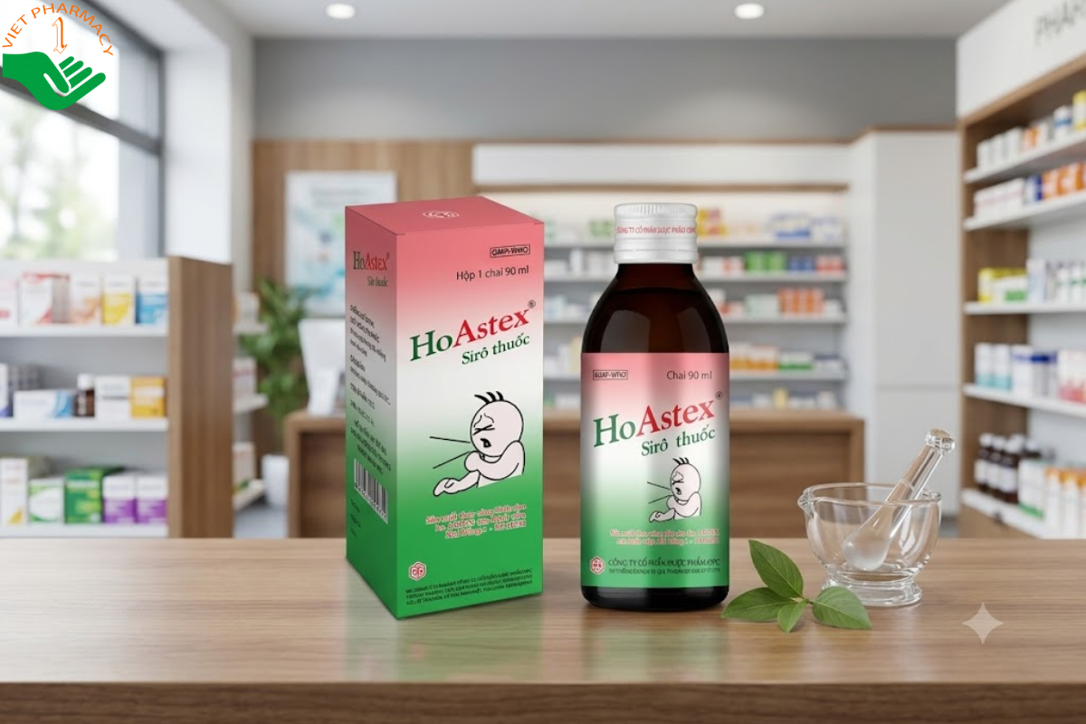 Siro thuốc HoAstex hỗ trợ giảm ho trong viêm họng, viêm phế quản, viêm khí quản (chai x 90ml)