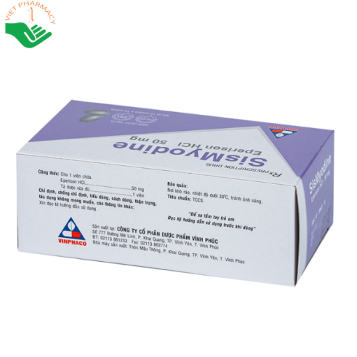 Thuốc SisMyodine 50mg điều trị tăng trương lực cơ (10 vỉ x 10 viên)