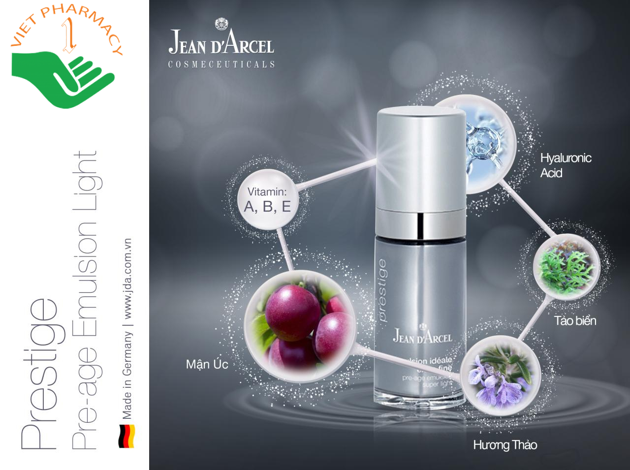Sữa dưỡng vita làm trắng sáng da và ngăn ngừa nám Jean Darcel Pre-age Emulsion Super Light