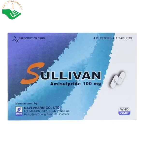 Thuốc Sullivan 100mg điều trị tâm thần phân liệt cấp, mạn tính (28 viên)
