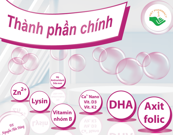 Các thành phần chính có trong sữa Hanie Kid
