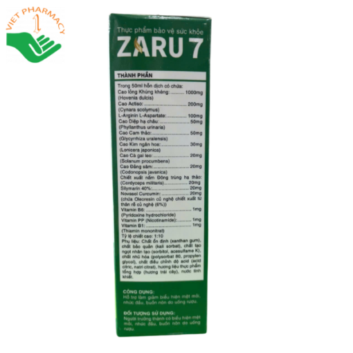 Thực phẩm bảo vệ sức khỏe ZARU 7 (hộp 5 chai x 50ml)
