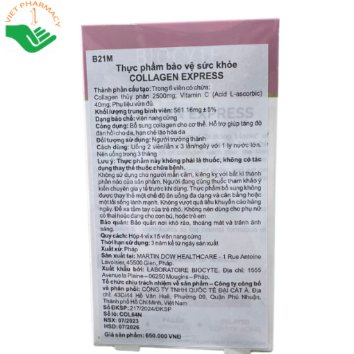Thực phẩm bảo vệ sức khỏe Collagen Express (hộp 4 vỉ x 15 viên)