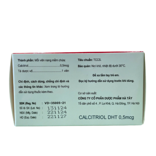 Thuốc điều trị loãng xương hiệu quả Calcitriol DHT 0,5mcg (Hộp 1 túi x 6 vỉ x 10 viên)