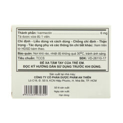 Thuốc Ivermectin 6 A.T trị giun, ấu trùng (1 vỉ x 4 viên)