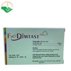 Thuốc kháng dị ứng Fe Dimtast 180 (Hộp 3 vỉ x 10 viên nén bao phim)